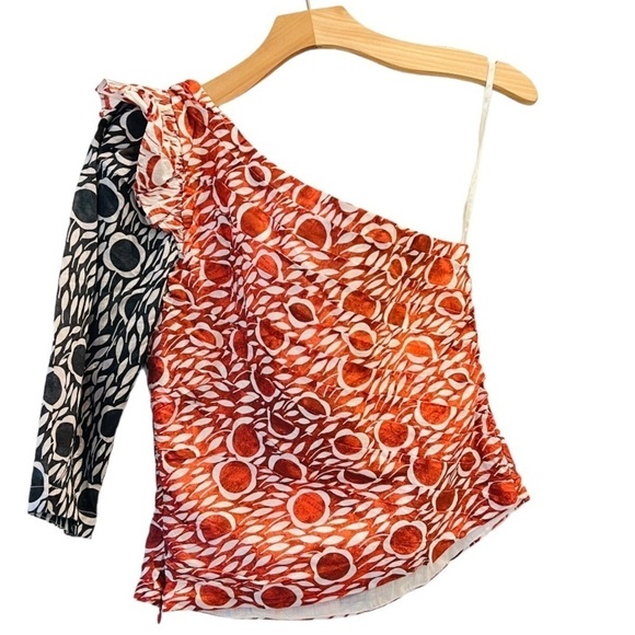 ANTHROPOLOGIE Cecelia Pettersson Boho One Shoulder Blouse Size 8 NEW - Picture 2 of 6